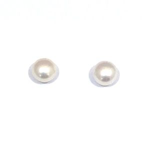 New 9.3mm White Freshwater Button Pearl Earrings